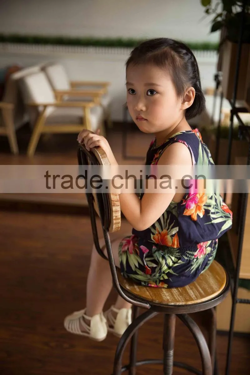 fashion off shouder 100% viscose set summer sleeveless cloth set girl shirt and printed flower soft handfeel cloth