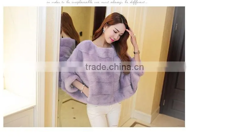 2016 O neck Flare Sleeve Long Hairy Shaggy Faux Fur Pullovers Coat New Women Autumn Winter Loose Outerwear Gray Black