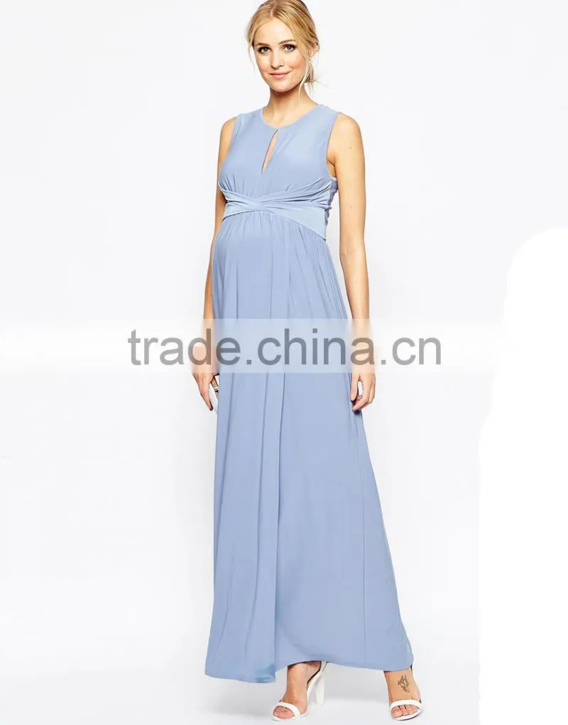 New arrival front keyhole design maxi dresses for all stages maternity dress 2016