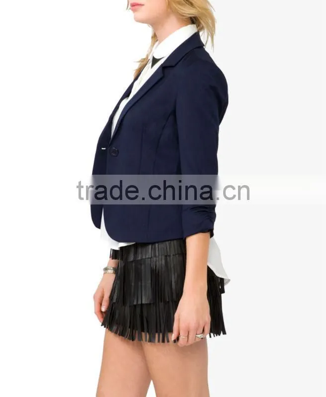Ruched 3/4 Sleeve Blazer