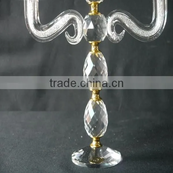Wedding Decorative Candelabra,Crystal With Golden Metal Candle Holder