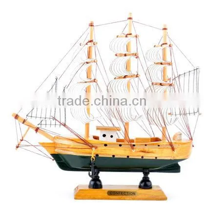 2pc Wooden Sailing Boat Ship Model Decor Collection 6 Tones