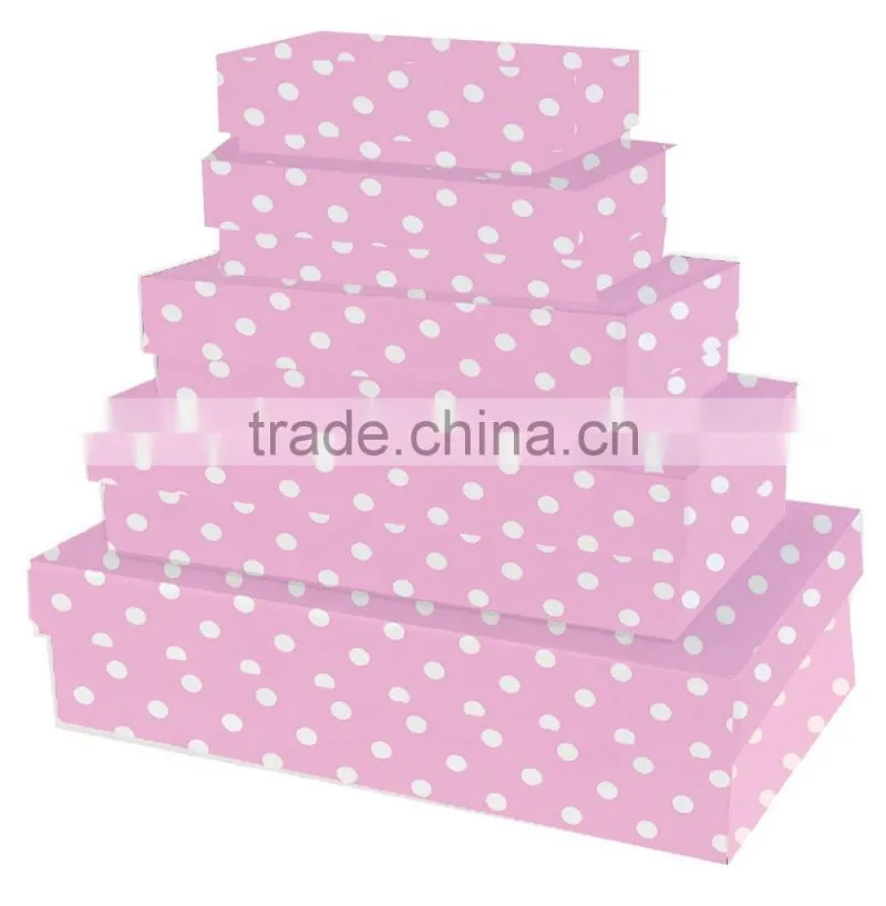 Artisan Polka Pink /Blue Rectangle Nest,Set Of 4 Nested Decorative Boxes,Pink/Blue Box Nest