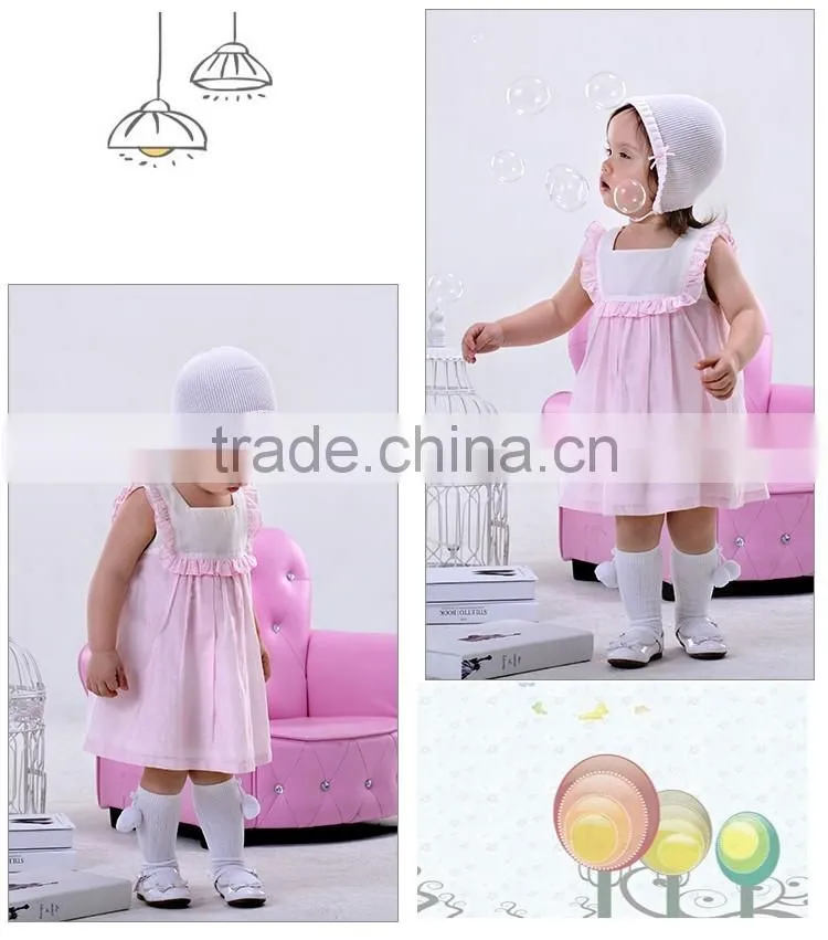 Wholesale child clothing baby girls dress designs picture of sleeveless cotton baby dress