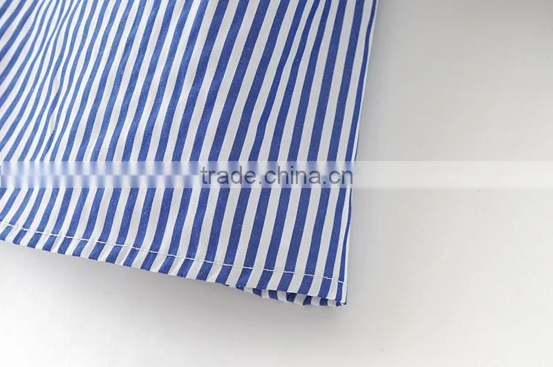 Wholesale Womens 100% Cotton Long sleeve Strip Oxford Blouse