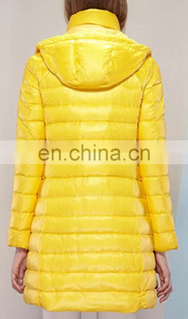 popular woman winter yellow long style down jacket