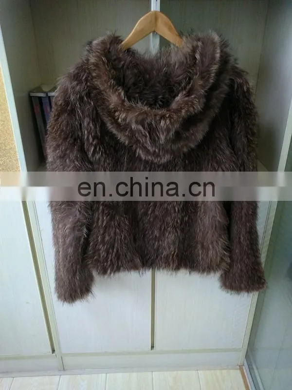 winter warm Knitted Raccoon Fur jackets for Women