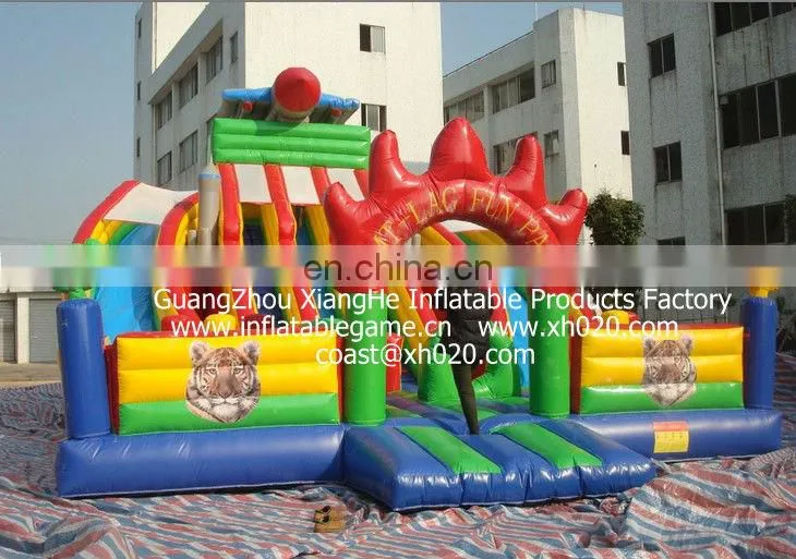 Hot sale commercial grade PVC Tarpaulin brand new FU049 inflatable rocket fun city
