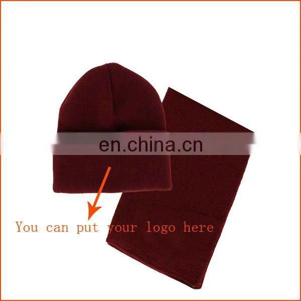 Basic black knit wool scarf hat glove set