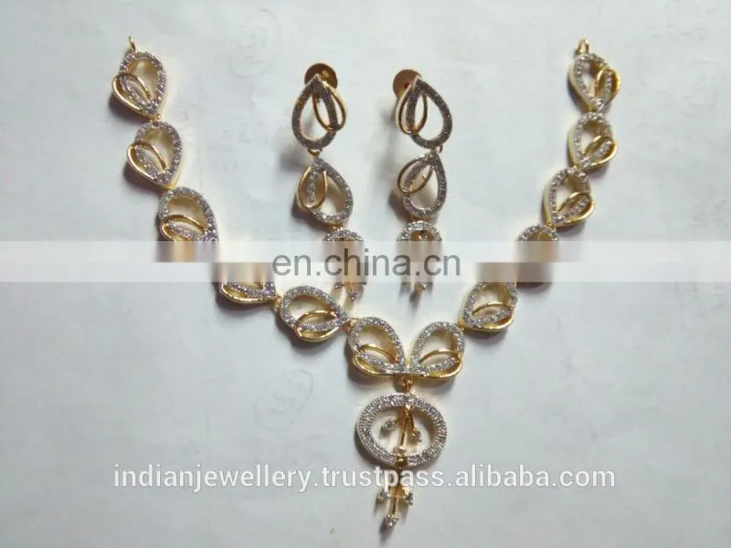 cubic zirconia jewelry set exporter, ad jewellery set manufacturer