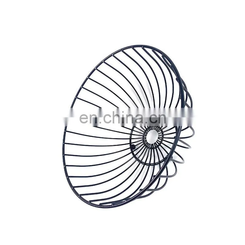 Kitchen Home Storage Egg Organizer Round Bread Fruit Bowl Stand Rack Mesh Metal Wire Basket