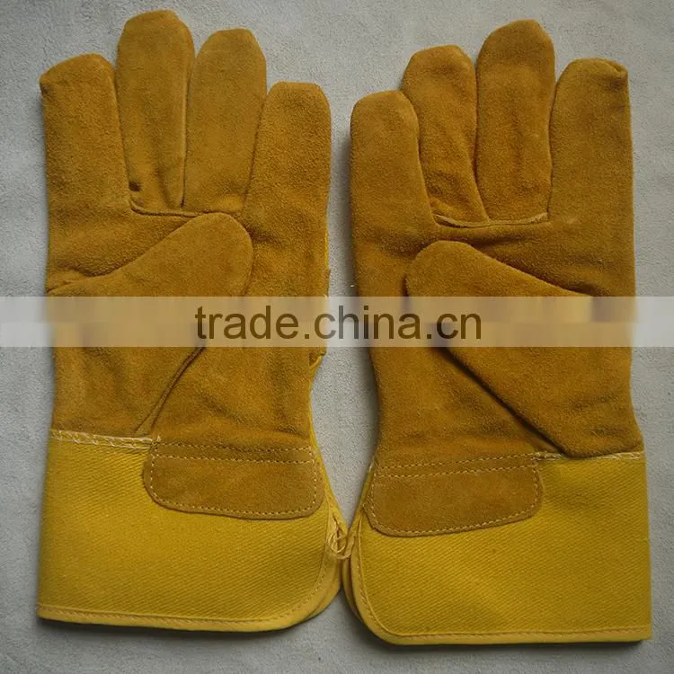 AB grade cow split leather working gloves, winter safety gloves with CE standard