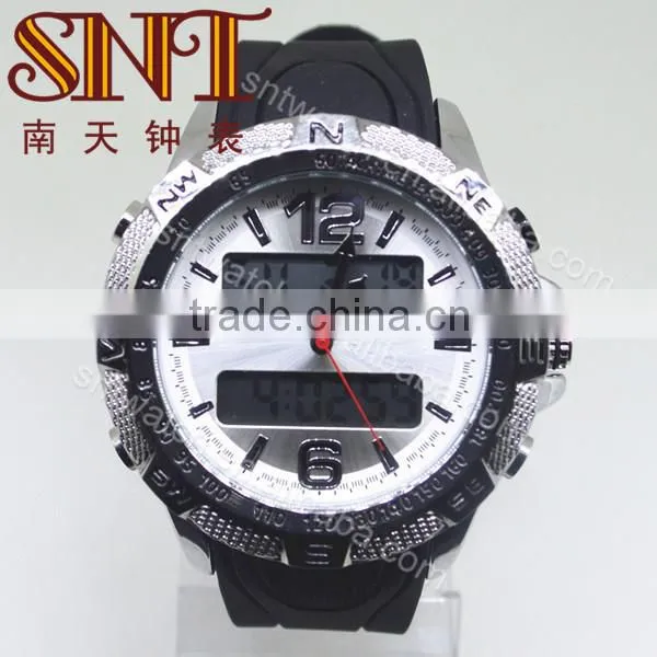 Analog digital watch with Japan PC 21 and LCD double movement watch