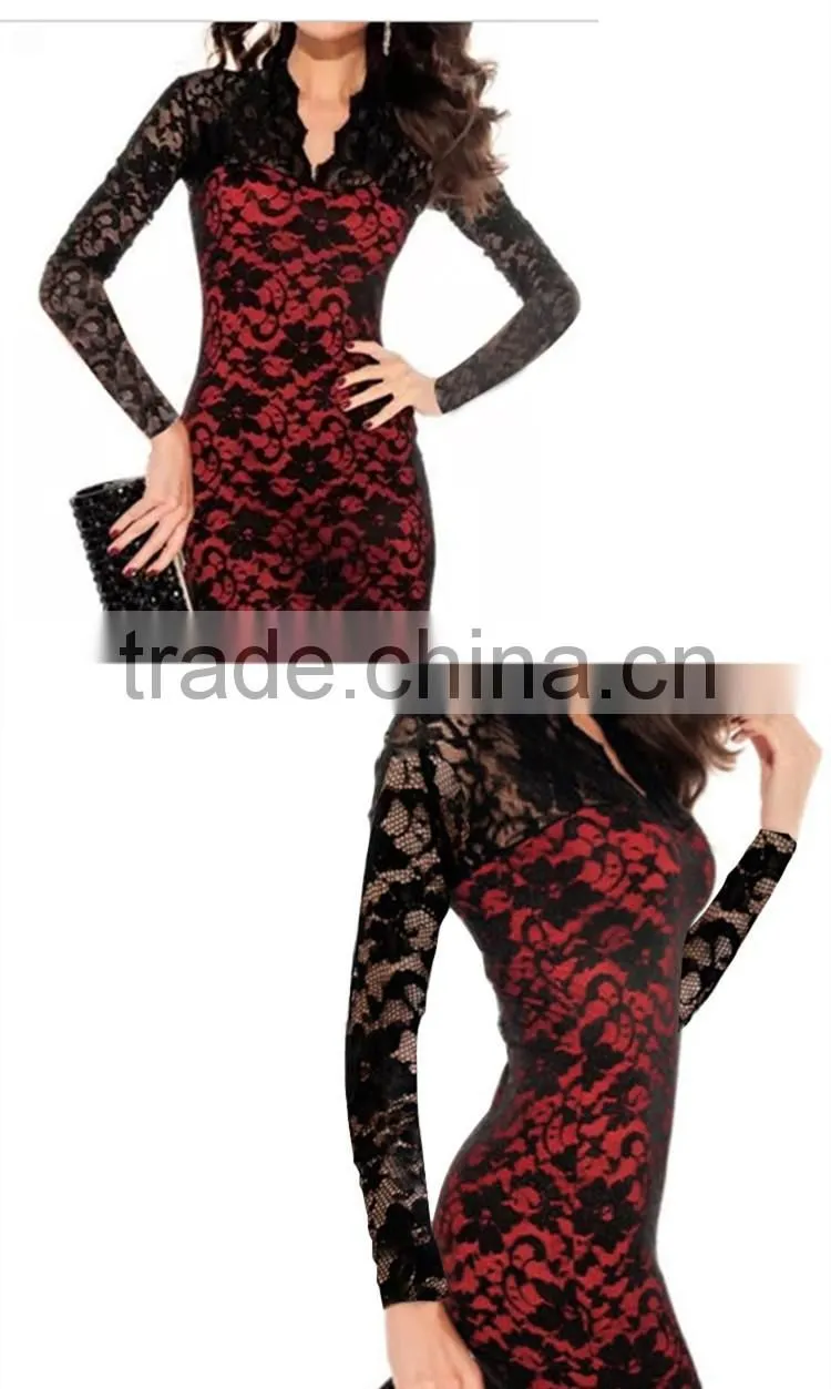 V Collar Fashion Dress Sexy Slim Evening Dress Sex Prom Dress
