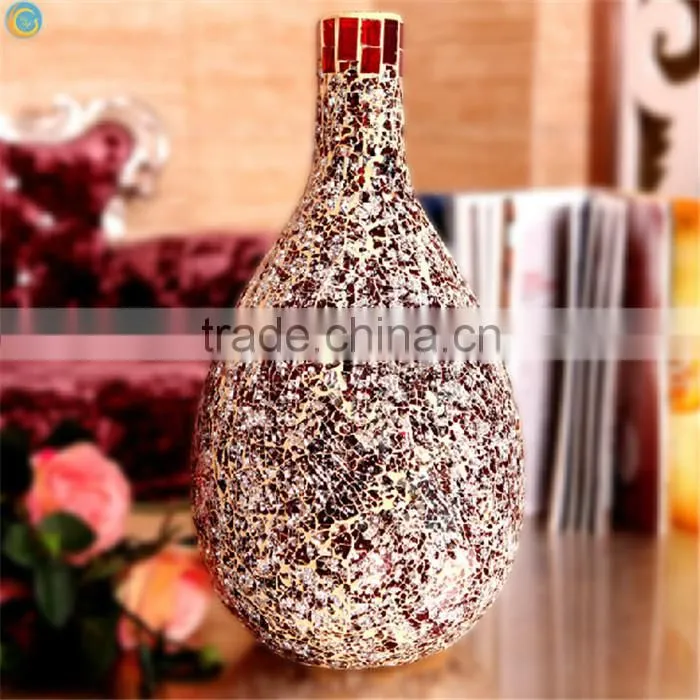 crack mirrored mosaic vase with decoration