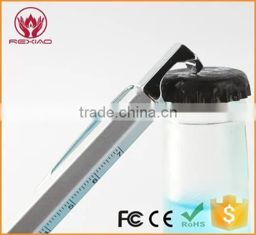 Multi-Tool 7 in 1 Pen with Ruler, Bottle Opener, Phone Stand, Ballpoint Pen, Stylus Fit for Mens Gift (Silver)