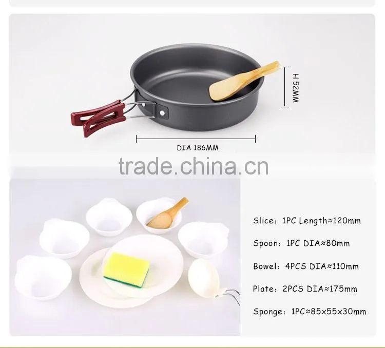 Portable Non-toxic and Odorless Outdoor Cookware Set for 3-5 Person for Camping Hiking