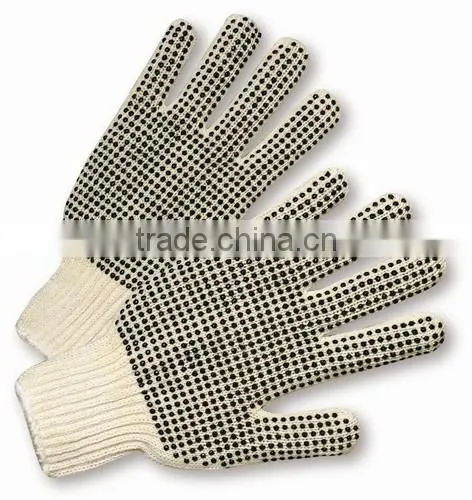 10guage natural white pvc dotted gloves