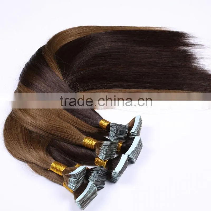 cuticle silky Mongolia Malaysia Peruvian Russian European Indian Brazilian PU Skin weft remy tape hair