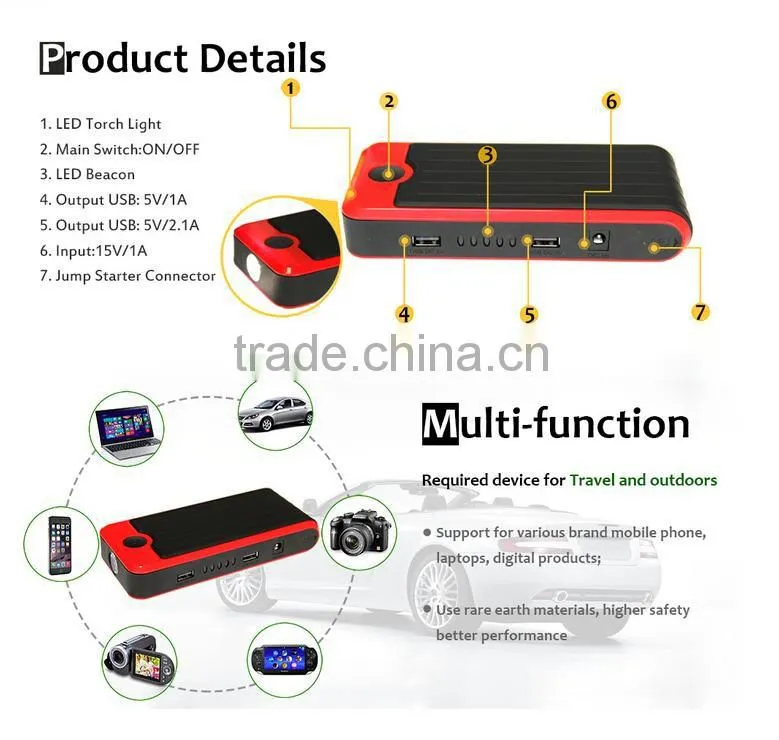 AGA A3 Plus multi-function jump starter 12V car jump starter power bank 12000mah power supply mini auto booster