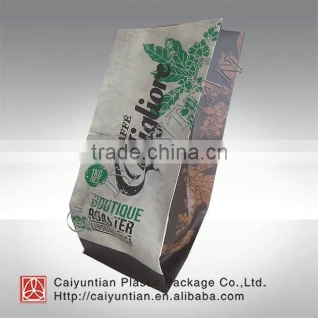 Aluminum valve coffee bag stand up coffee pouch with zipper customized printing logo