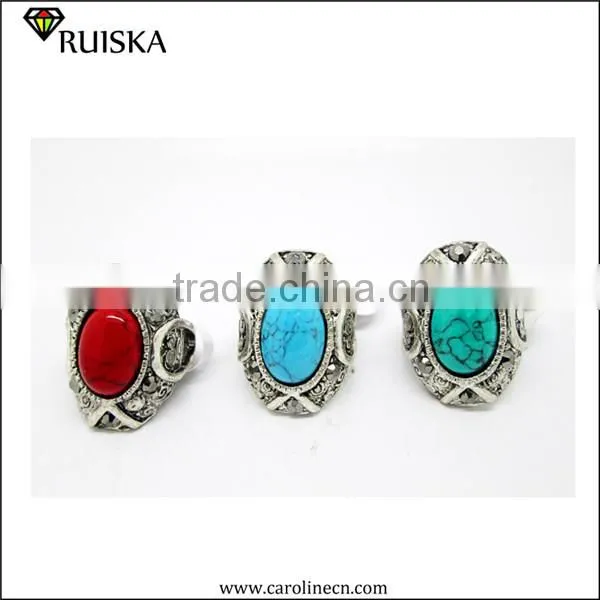 Caroline New Design Vintage Red Turquoise Stone Ring