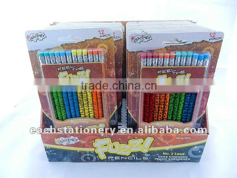 7'' drawing fuzzy color pencil gift pencil with color eraser for kids and students