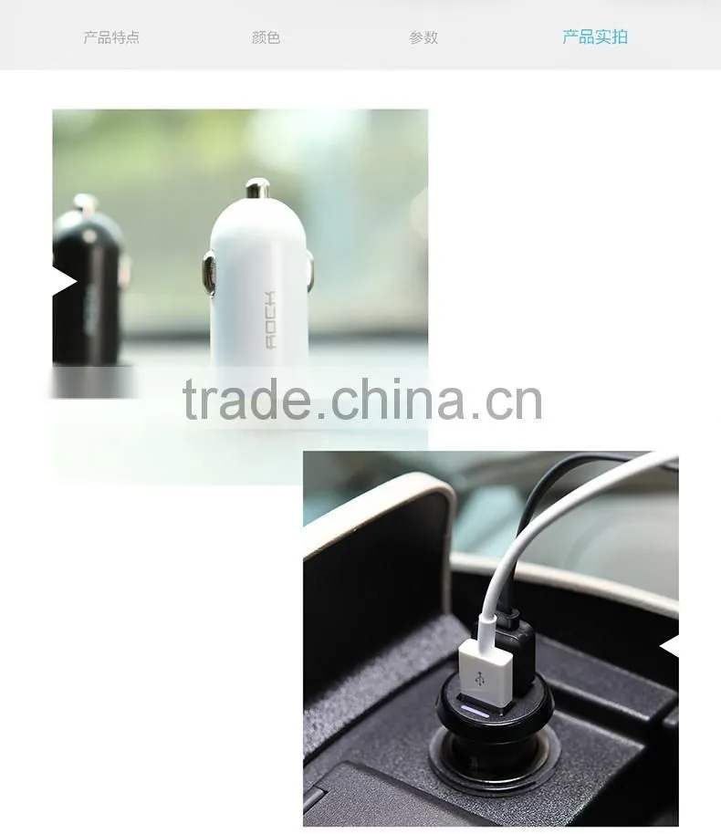 Ditor Series Car Charger Kit for Universal Mobile Phone Original Rock 2.4A Fashion Double Car Charger MT-5578