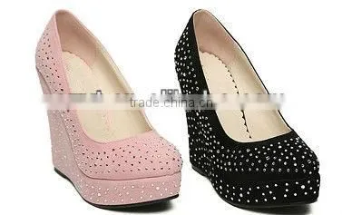2016 High quality women wedge platfoems crystal high wedges heels shoes for women