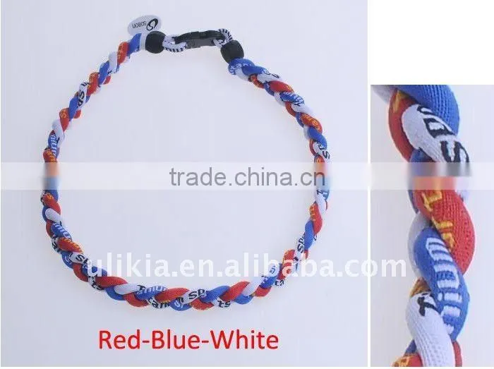 Germanium Titanium Baseball Sport Necklaces tri-braided 22''