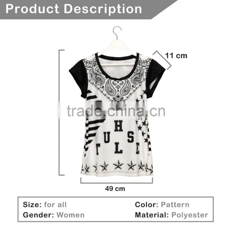 High Quality Custom 3D Printing Hustle Sports Gym Tshirt Women