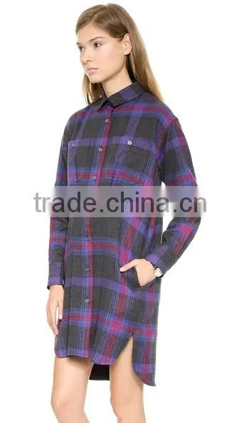 China flannel maternity plaid shirt dresses supplier long sleeve