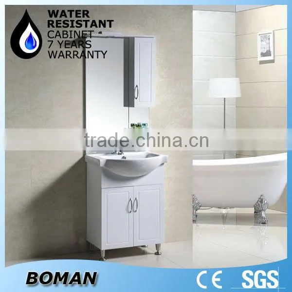 2015 design floor standing bathroom cabinet with wash basin and mirror