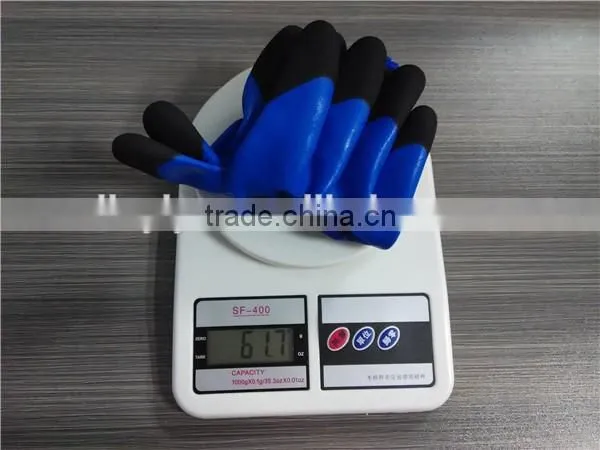 13 gauge 60g foam black/blue rubber coated blue/black nylon work glove