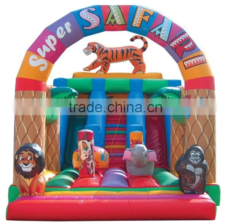 super safari inflatable slide, 3d tiger giant slide for children
