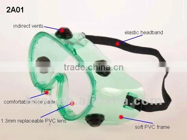 EN 166 standard safety goggles for eye protection PVC safety goggles 4 indirect vents safety goggles