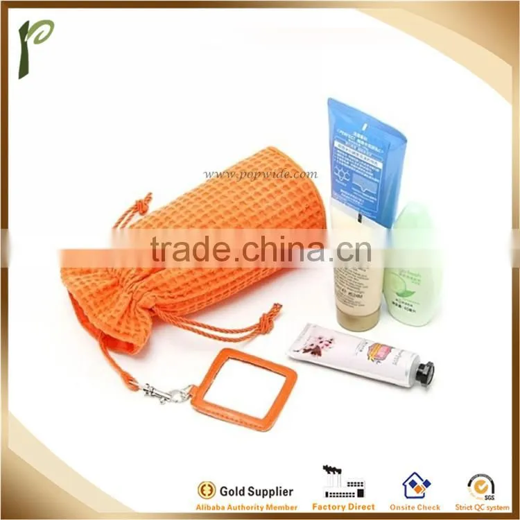 Popwide Promotional Waffle Cotton Drawstring Cosmetic Travel Bag