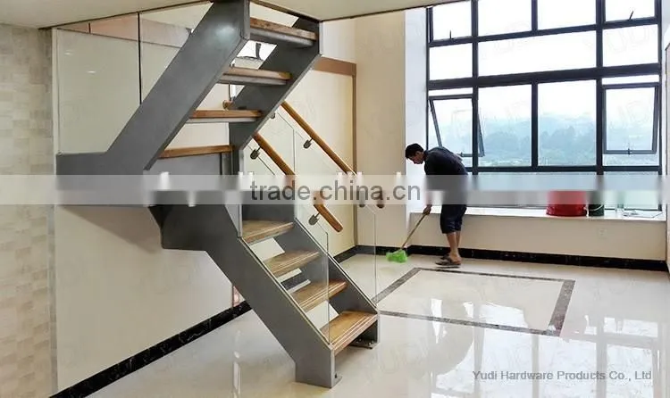 prefabricated Save space small wrought iron wooden straight stairs --YUDI