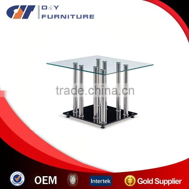 Stainless Steel Coner Table with Tempered Glass
