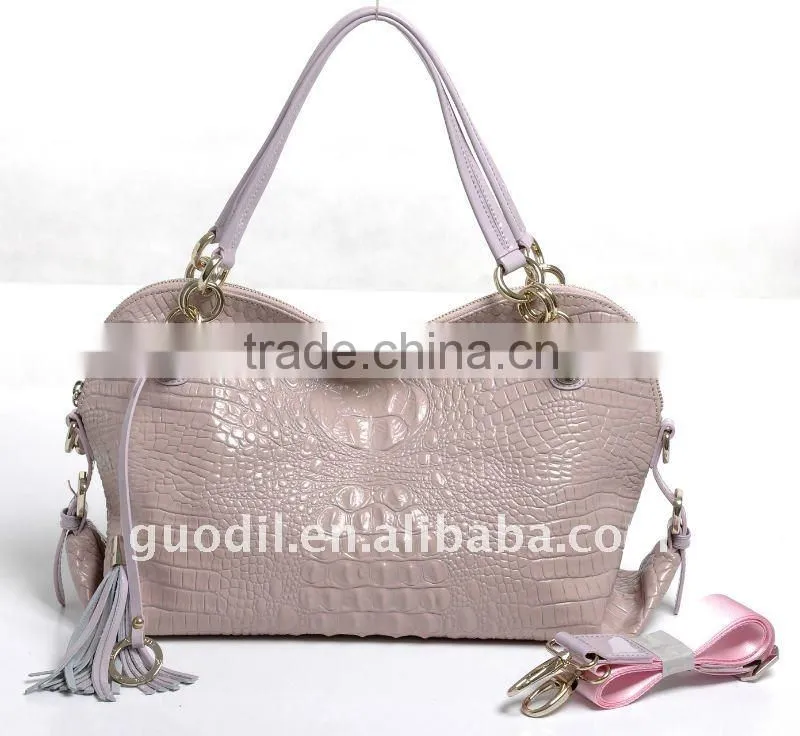 New arrival! Pink crocodile leather large satchel bags 2012 fashion trend