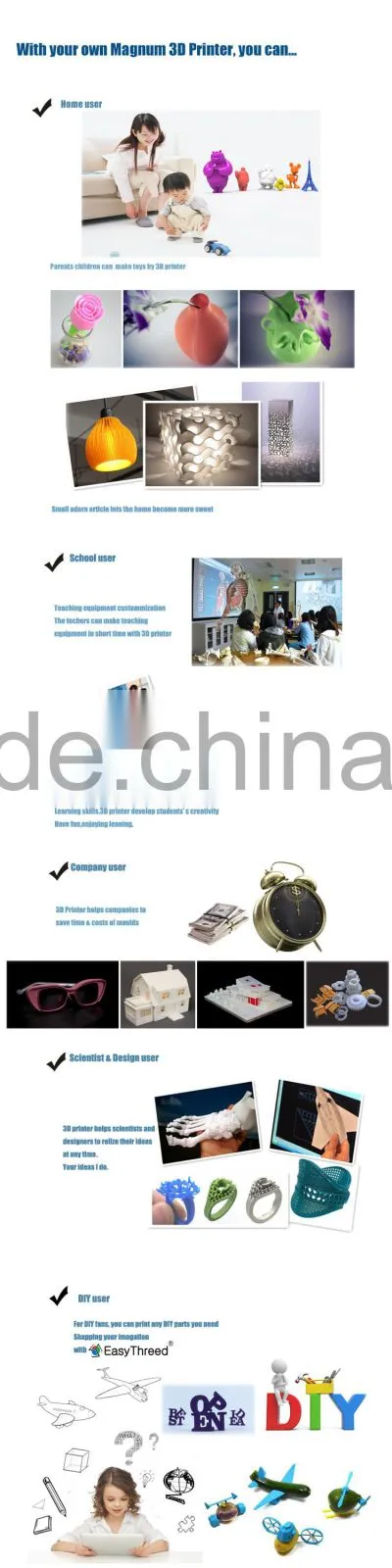 SD card/USB Interface Type Stock 3D Printer with screen printer