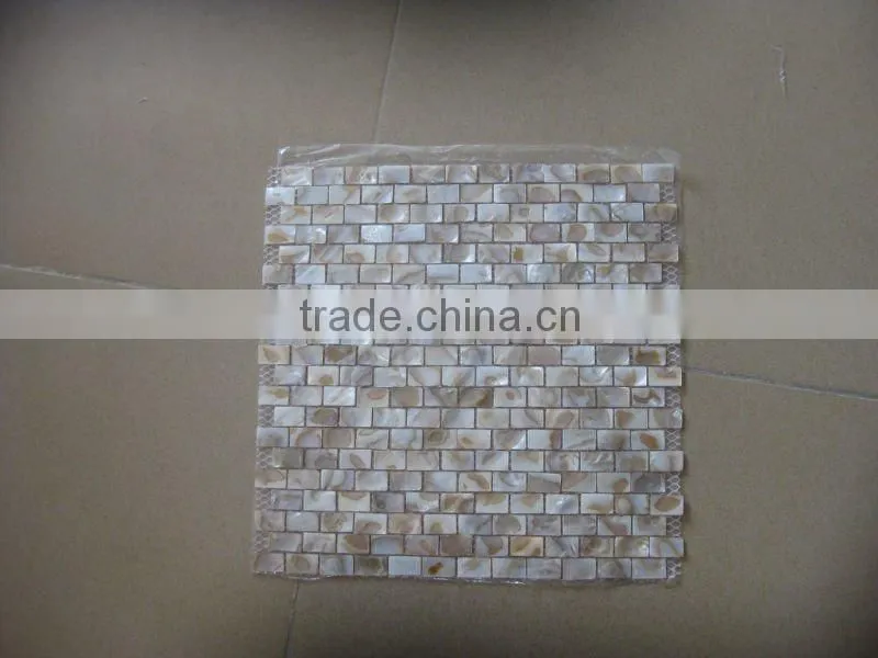 Natural river mother of pearl tile with pattern on mesh