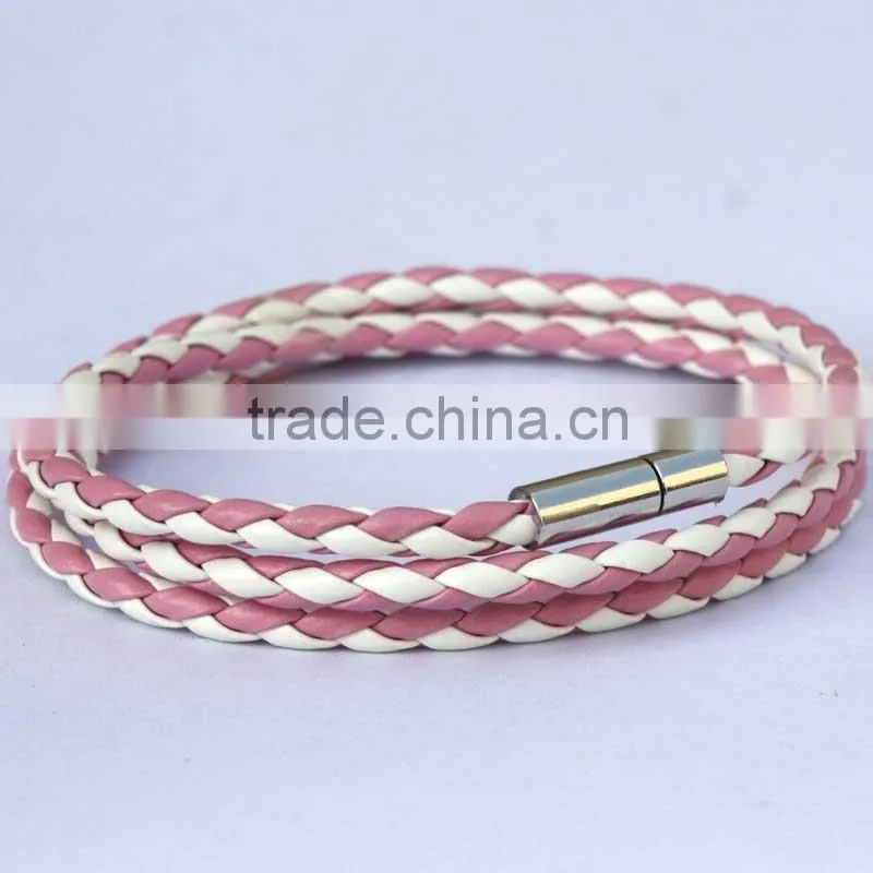 NEW Fashion Handmade Leather Wrap Wristband Cuff Punk Magnetic Buckle Bracelet