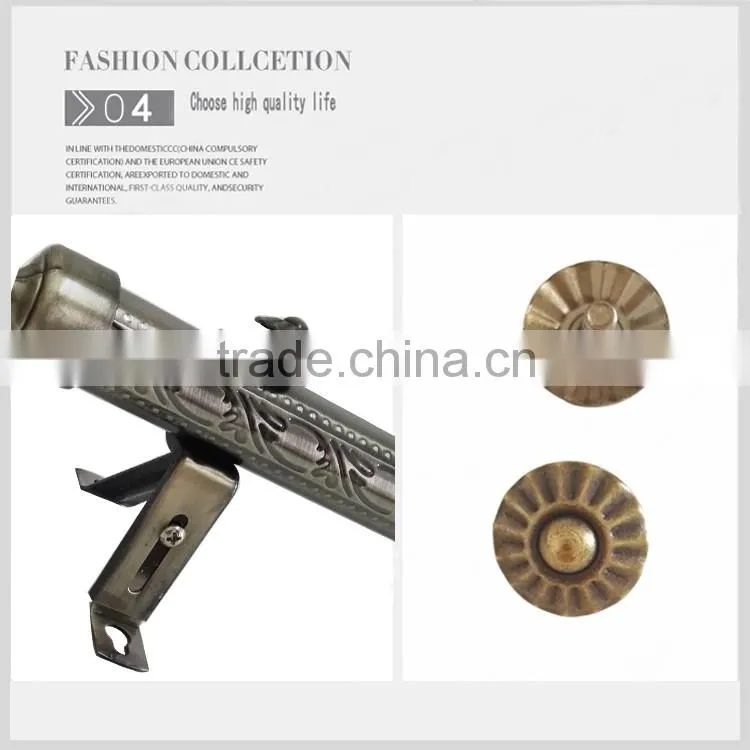 new design curtain rod, embossed iron curtian pipes 28 mm