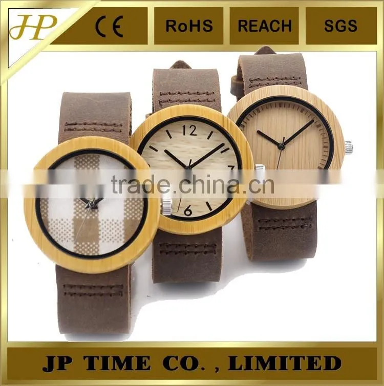 2016 Newest Bamboo Wooden Watch 2016 with Cloth Dial Face Quartz Watches