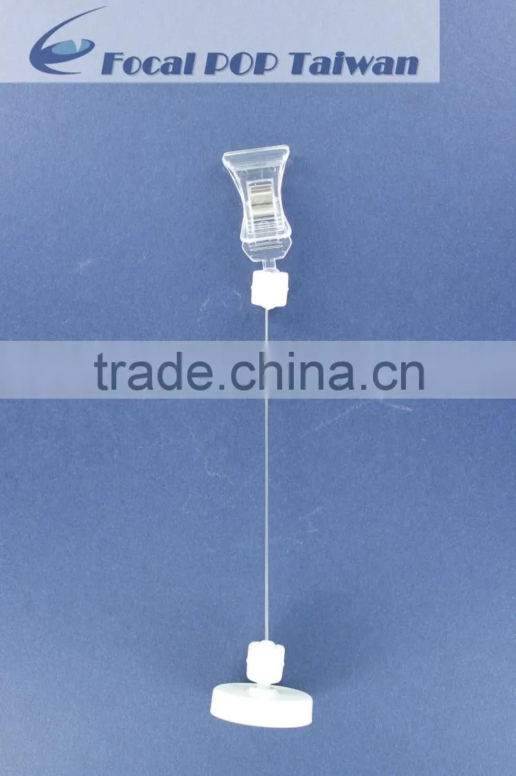Magnetic round base clear clip or sign holder clear clip or wire extender with magnetic round base clear clip