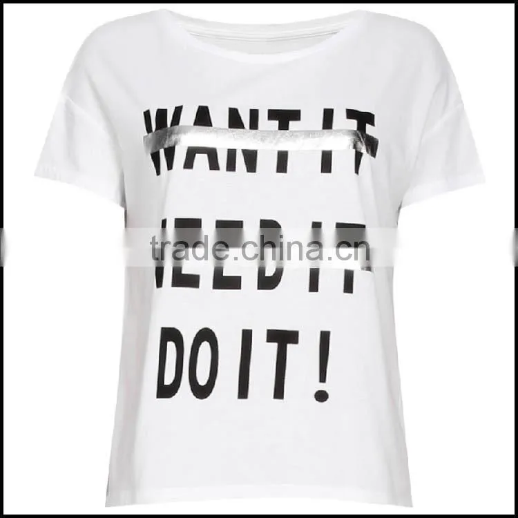 Women plain round neck screen printing sport t shirt with factory prices
