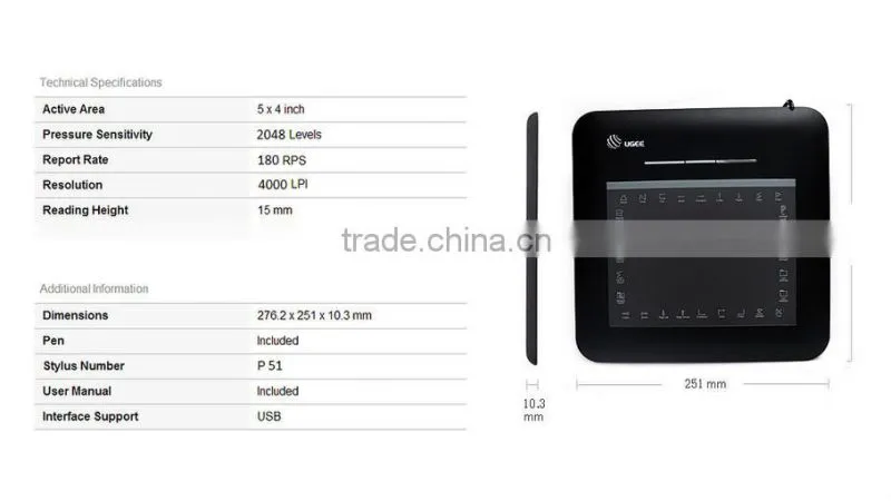 Ugee M540 Wirless Signature Pad Digital Signature Pad 5*4 Inch 1024 Pressure Sensitive 2800 LPI 133RPS