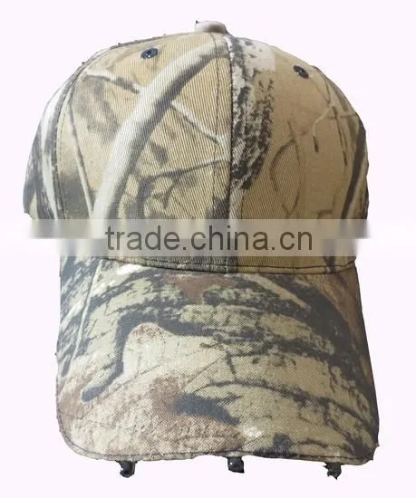 100% cotton camo twill led light cap,led baseball cap,led camouflage baseball cap