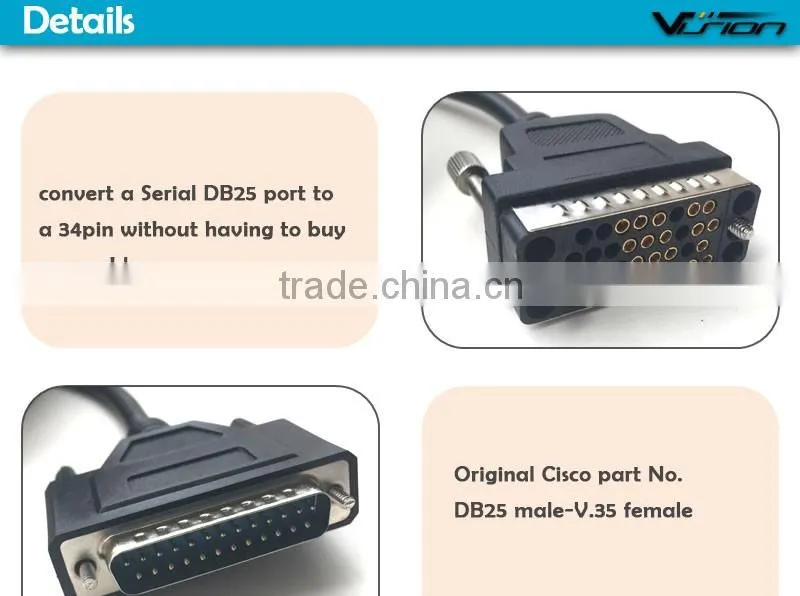 10FT DB25 male to V35 female DTE Cable in black